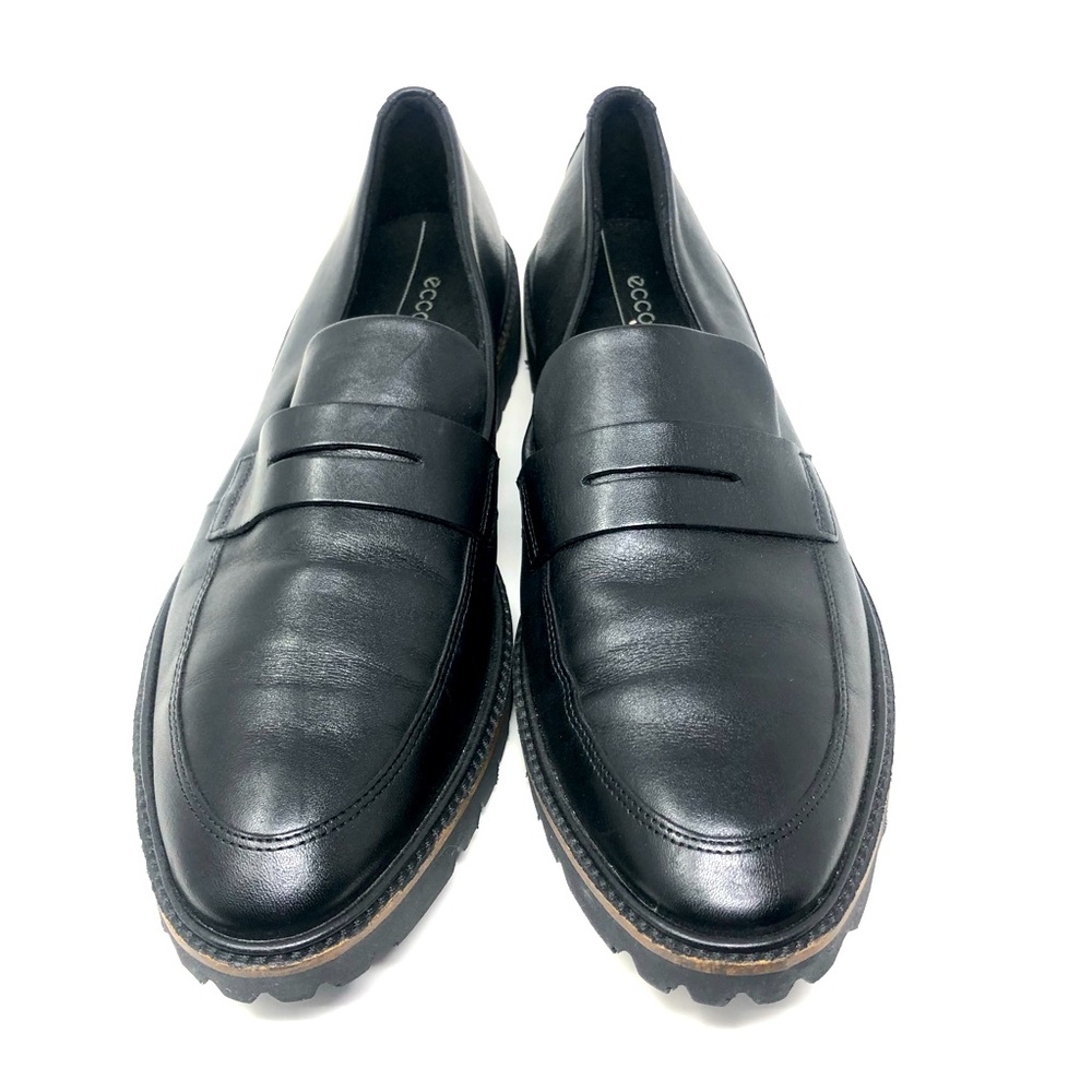Ecco women’s black modern tailored leather penny loafer size 11-11.5
